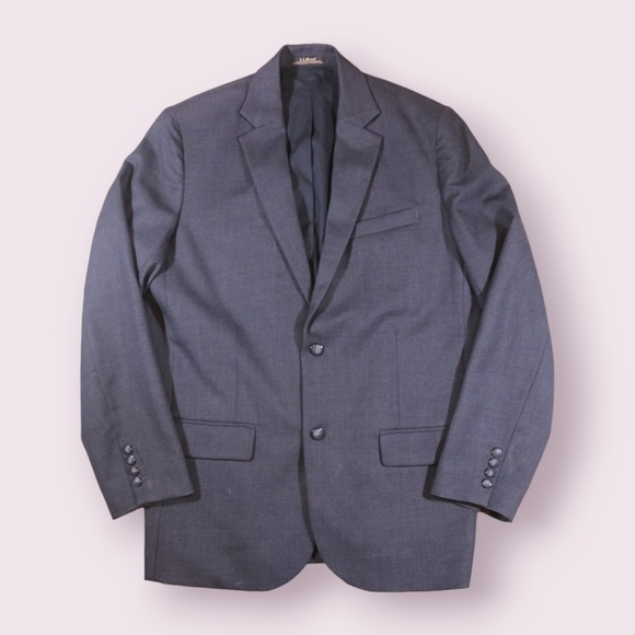 Vintage L.L. Bean Men Sport Coat Size 42 Tall Dark Gray Knit 100% Wool - Picture 1 of 12